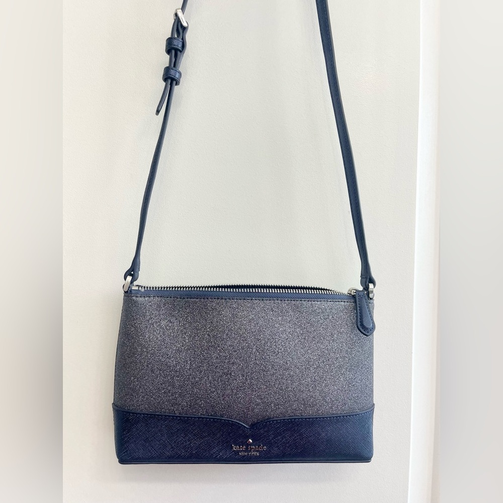 NWOT! Kate Spade Lola Glitter Navy and Silver Crossbody Bag( Navy dusk) - Picture 5 of 16